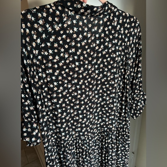 Natural Life Rebecca Boho black Floral Tiered shirt Midi maxi Dress L​ - Picture 12 of 14